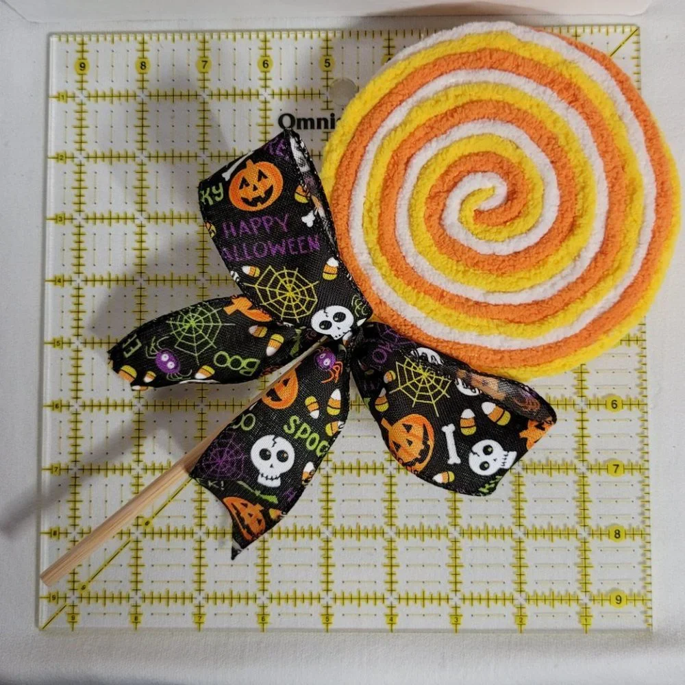 Decorative Fake Candy Yarn Halloween‎ Lollipop - Black Bow